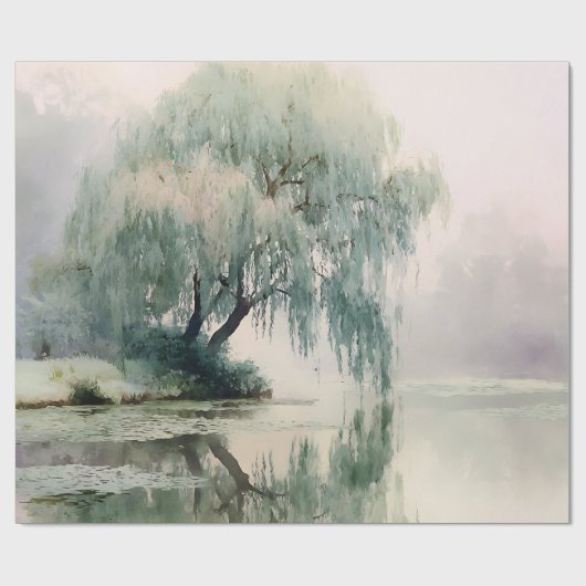 Serene Willow Tree Reflection Nature Art (7) ラッピングペーパー (フラット)