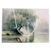 Serene Willow Tree Reflection Nature Art (7) ラージペーパーバッグ (裏面)