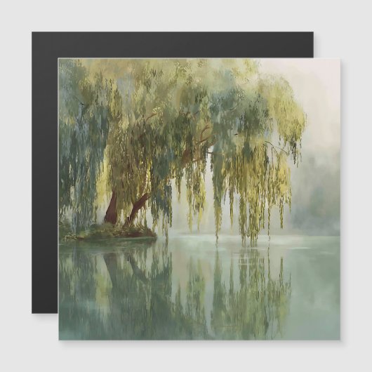 Serene Willow Tree Reflection Nature Art (8) (正面/裏面)