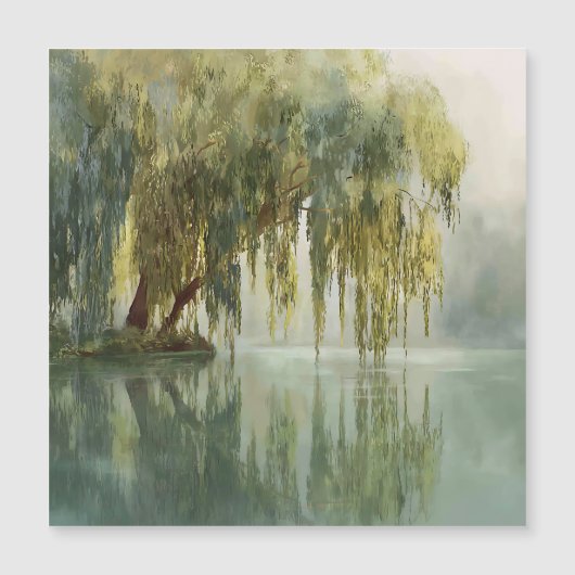 Serene Willow Tree Reflection Nature Art (8) (正面)