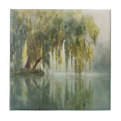 Serene Willow Tree Reflection Nature Art (8) タイル (正面)