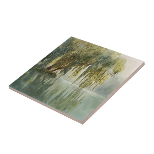 Serene Willow Tree Reflection Nature Art (8) タイル (側面)