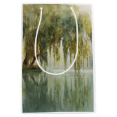 Serene Willow Tree Reflection Nature Art (8) ミディアムペーパーバッグ (正面)