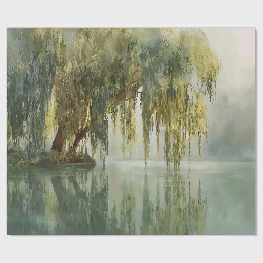 Serene Willow Tree Reflection Nature Art (8) ラッピングペーパー (フラット)