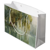 Serene Willow Tree Reflection Nature Art (8) ラージペーパーバッグ (裏面アングル)