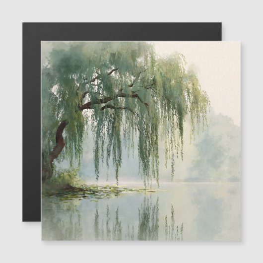 Serene Willow Tree Reflection Nature Art (9) (正面/裏面)