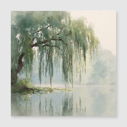 Serene Willow Tree Reflection Nature Art (9) (正面)