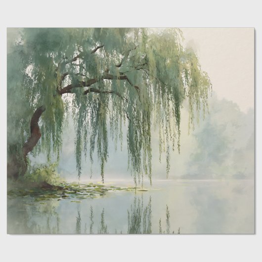 Serene Willow Tree Reflection Nature Art (9) ラッピングペーパー (フラット)