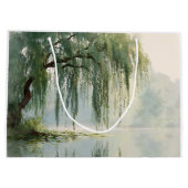 Serene Willow Tree Reflection Nature Art (9) ラージペーパーバッグ (裏面)