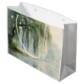 Serene Willow Tree Reflection Nature Art (9) ラージペーパーバッグ (裏面アングル)