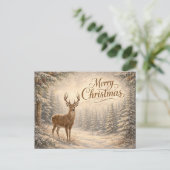 Serene Winter Deer Merry Christmas シーズンポストカード (スタンド正面)