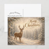 Serene Winter Deer Merry Christmas シーズンポストカード (正面/裏面)