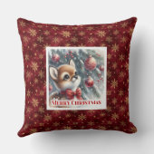 Serene Winter Fawn Snowy Forest Gift kids room  クッション (裏面)