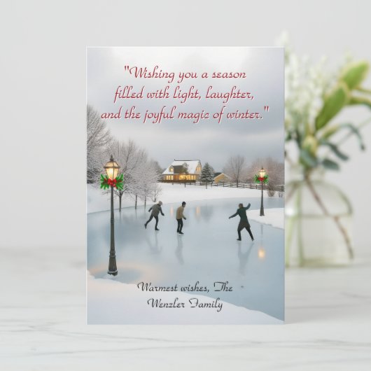 Serene winter scene with ice skaters シーズンカード (スタンド正面)