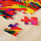 Serene Woman Underwater Rainbow Colors Impasto ジグソーパズル (側面)