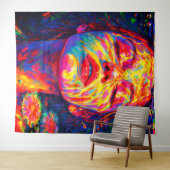 Serene Woman Underwater Rainbow Colors Impasto タペストリー (インサイチュ(横))