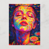 Serene Woman Underwater Rainbow Colors Impasto ポストカード (正面)