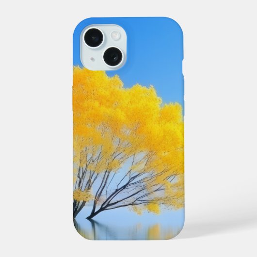 Serene Yellow Tree Reflection Aesthetic Phone Stic iPhone 15ケース (裏面)