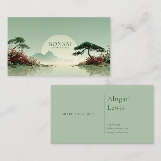 Serene Zen Garden Landscape Red Rose Sun Sphere 名刺 (正面/裏面)