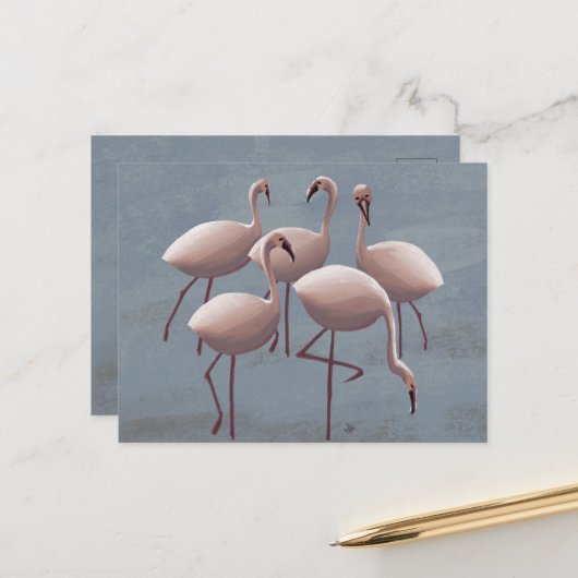 Serengeti Pink Flamingos | Safari Wildlife ポストカード (正面/裏面インサイチュ)