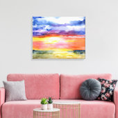 Serengeti Plains，アフリカ，水彩画，ウォールアート キャンバスプリント (インサイチュ (リビング))