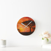 Serengeti Savanna Sunset Ink art  ラウンド壁時計 (ホーム)