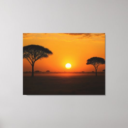 Serengeti Sonnenuntergang über der Graslandschaft キャンバスプリント (正面)