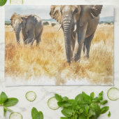 Serengetti Elephants キッチンタオル (折り畳み)