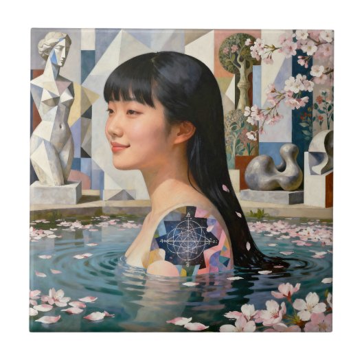 「Serenityの幾何学」 - デジタル肖像画 タイル (正面)