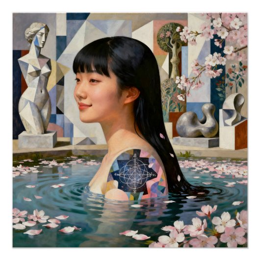 「Serenityの幾何学」 - デジタル肖像画 ポスター (正面)