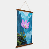 Serenity Bloom – Lotus Above the Mist 吊り下げ型タペストリー (傾斜あり)