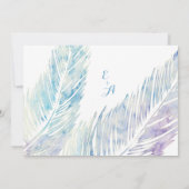 Serenity Blue and Purple Watercolor Feather 招待状 (裏面)