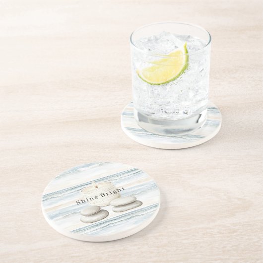 Serenity Blue Beach Ocean Candle Rocks コースター (側面)