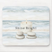 Serenity Blue Beach Ocean Candles Rocks マウスパッド (正面)