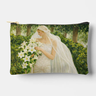 Serenity in Ivory: A Bride in a Garden Reverie アクセサリーポーチ