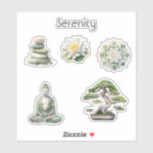 Serenity Lotus Flower Rocks Buddha Bonsai Tree シール (シート)