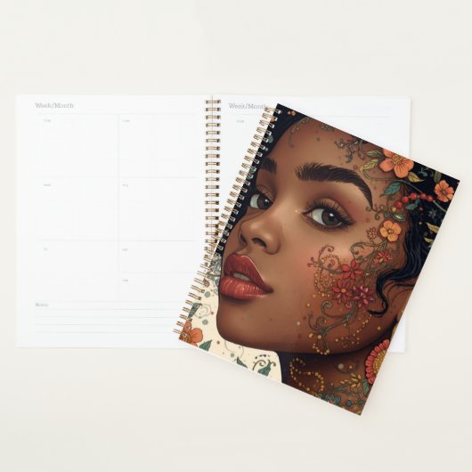 Serenity Noir Floral Afrocentric Notepad プランナー手帳 (ディスプレー)