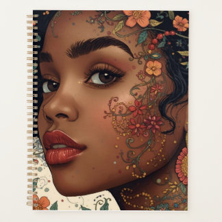 Serenity Noir Floral Afrocentric Notepad プランナー手帳