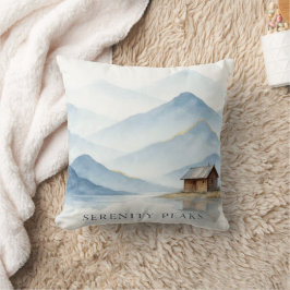 Serenity Peaks — Minimalist Cabin Landscape Throw  クッション