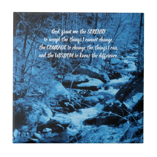 Serenity Prayer Blue Flowing Brook Inspirational  タイル (正面)