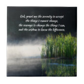 Serenity Prayer Cattails In Mist Inspirational  タイル (正面)