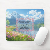 Serenity Prayer Floral Heart With Mountain View マウスパッド (マウス)