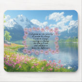 Serenity Prayer Floral Heart With Mountain View マウスパッド (正面)