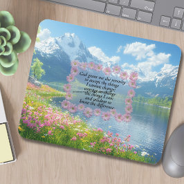 Serenity Prayer Floral Heart With Mountain View マウスパッド