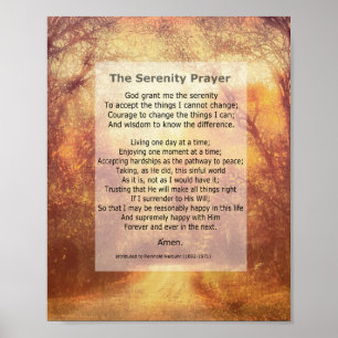 Serenity Prayer inspirational quote on nature art ポスター