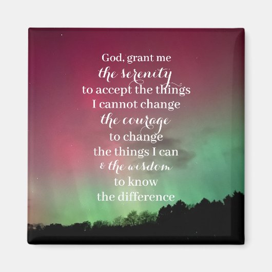 Serenity Prayer Magnet with Aurora Background マグネット (正面)