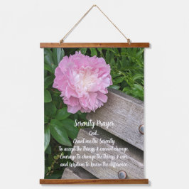 Serenity Prayer Pink Peony Floral 吊り下げ型タペストリー
