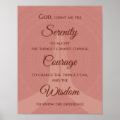 Serenity Prayer Print - Warm Rose Pink ポスター (正面)