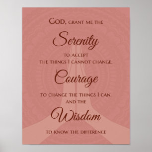 Serenity Prayer Print - Warm Rose Pink ポスター