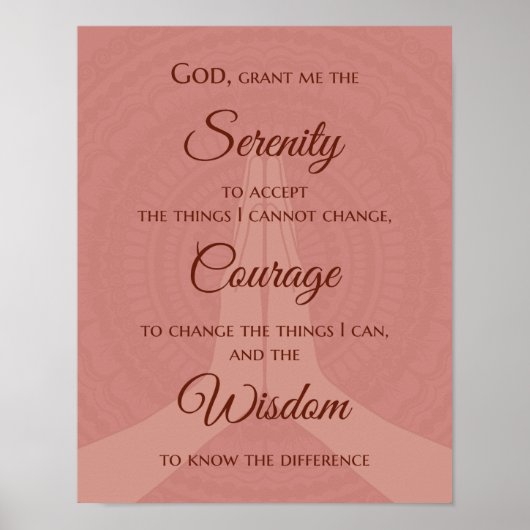 Serenity Prayer Print - Warm Rose Pink ポスター (正面)